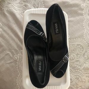 Size 12 Vaneli Suede Heel/black Croc/silver buckle